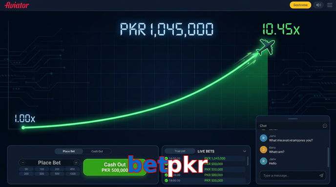 Main screen of Betpkr aviator page for PK players